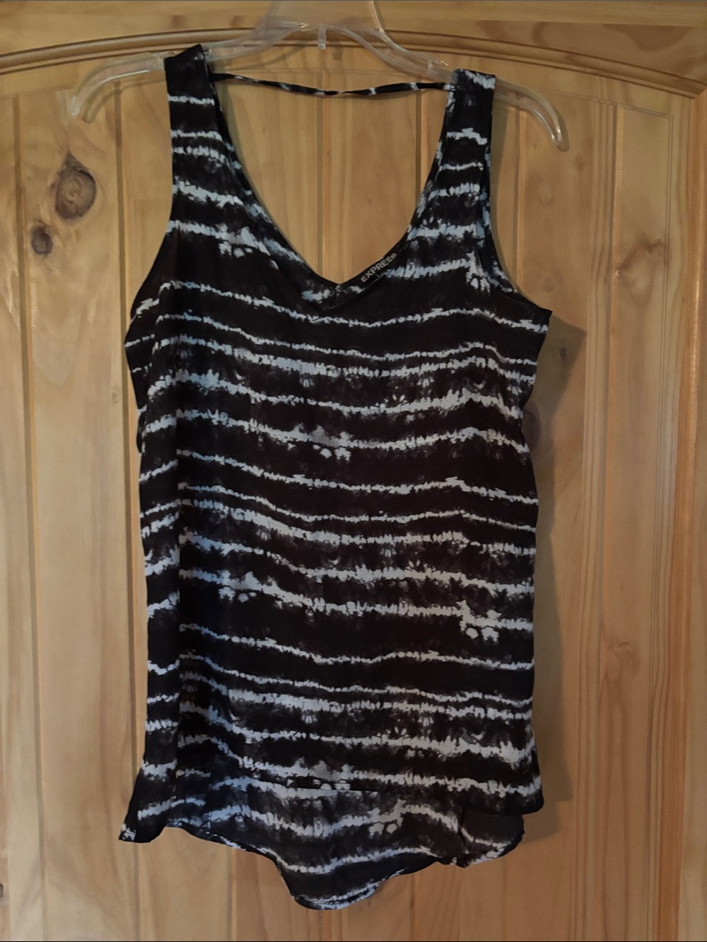 Express Black and White Striped V-Neck Camisole
